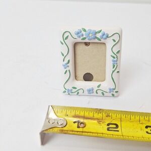 Miniature Ceramic Flower Picture Frame Blue Forget Me Not Floral Vintage Style